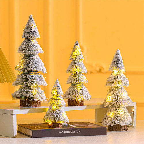 Lighthouse shaped plush snow pine tree desktop Christmas
