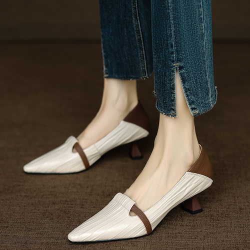 Parisian temperament color blocked  shoes women's shoes