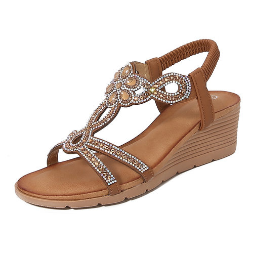 Ladies shoes, Bohemian fashion sandals, thick soled wedge h