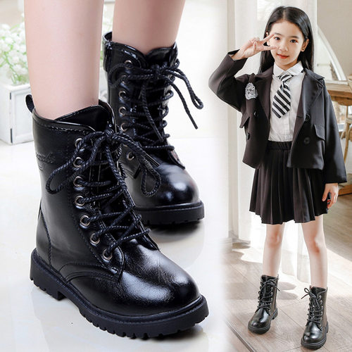 Girls' short boots with winter high top and plush children'