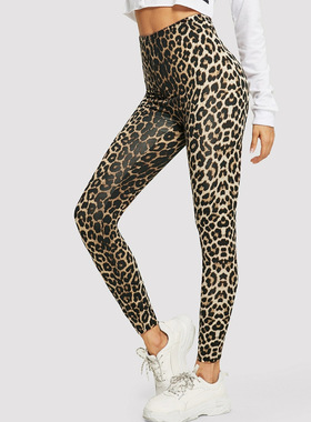 womens leopard print leggings high waist tight fitting pants