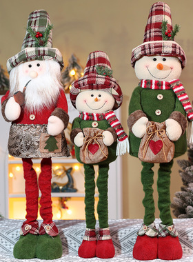 Christmas Telescopic Doll Decoration Christmas Retro Checke