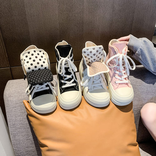 New retro high top canvas shoes for women in spring, height