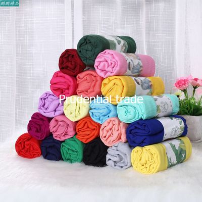 2020Women s cotton and linen scarf versatile pure color silk