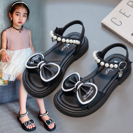 Girls sandals bow tie student beach shoes女童凉鞋夏季学生鞋