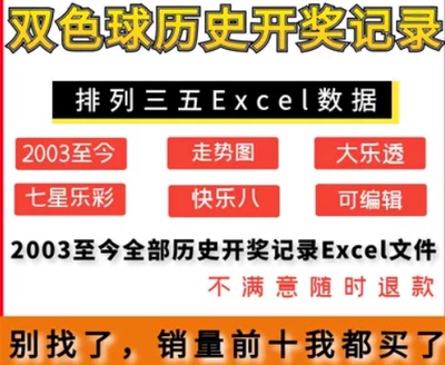 双色球大乐透七星乐彩3D排列三五快乐八8历史开奖记录excel数据