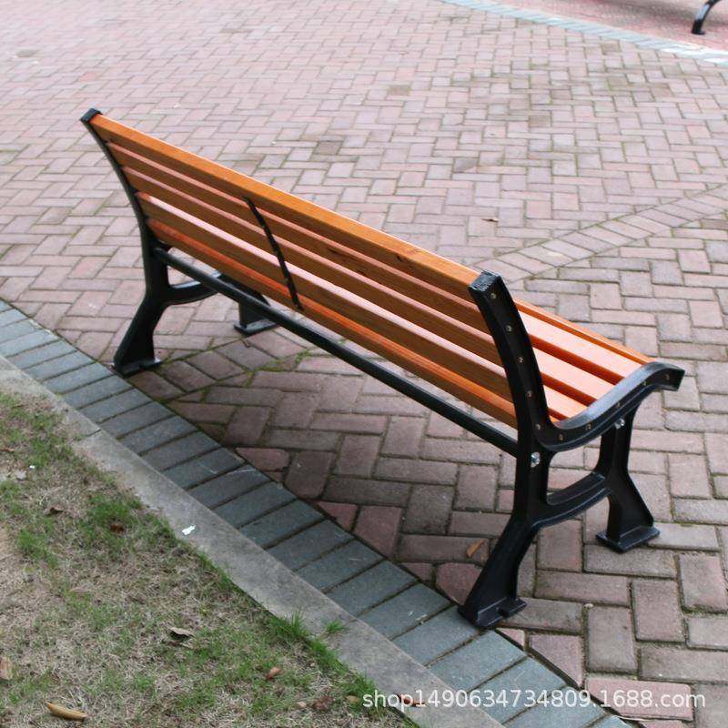 17009麦蓝铸铁脚防腐木厂家直园销 闲户外公长椅广场休长凳子