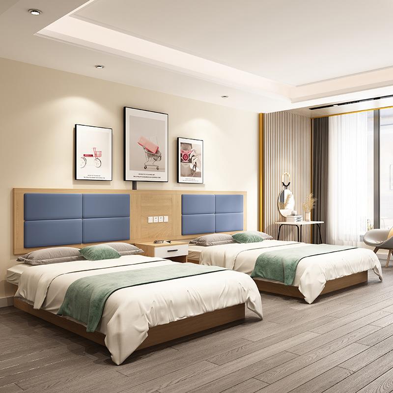 家酒店床标间双宿人床客家房床公寓民具酒店具标间全套20200303定