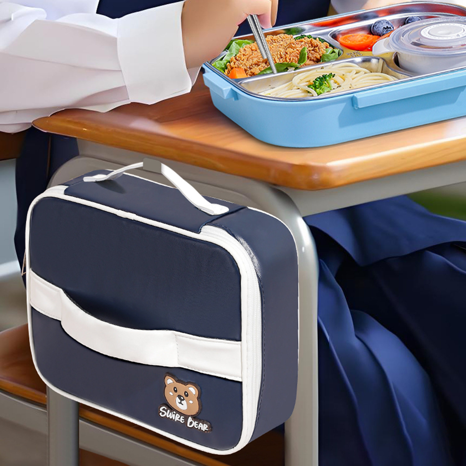 德国精工铝箔手拎饭兜扁平饭盒手提包便当袋子带饭保温袋饭包装小