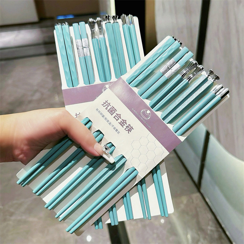 德国精工新款轻奢瓷蓝合金筷子防霉不发霉高颜值家用食品级一人一