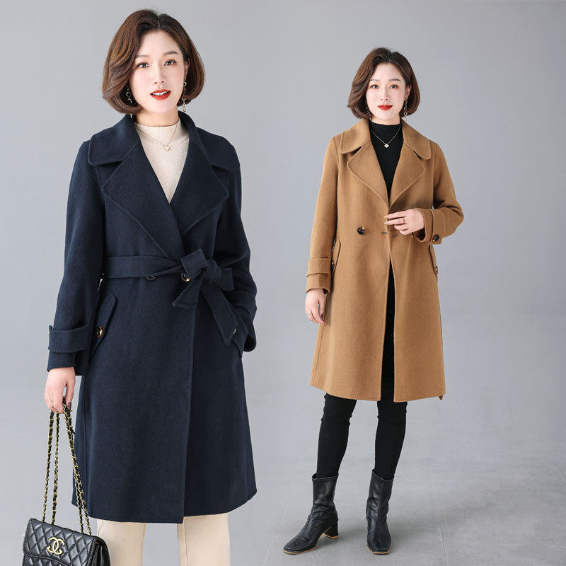 恒源祥妈妈红色双面羊绒大衣女中长款2022新款高端气质收腰羊毛秋,女装/女士精品,中老年女装,淘宝优惠券,粉丝福利购,淘宝优惠卷