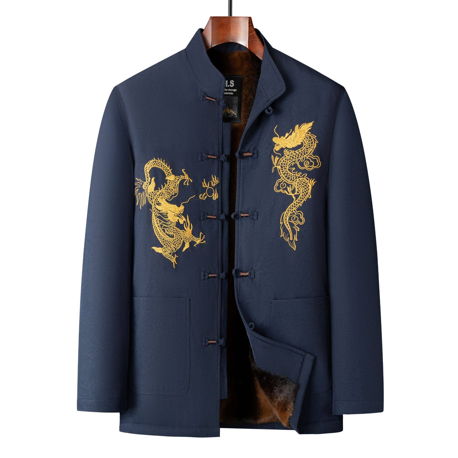 恒源祥唐装中老年人上衣男士长袖夹克中国风刺绣外套加绒加厚新中,男装,唐装,淘宝优惠券,粉丝福利购,淘宝优惠卷