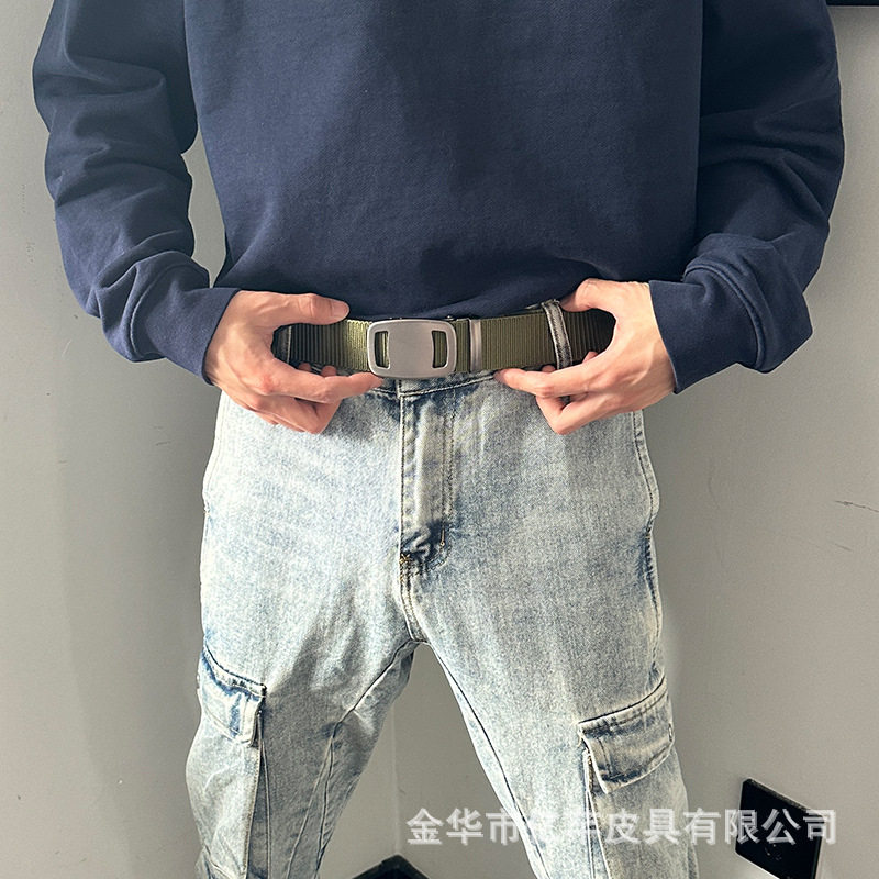 德国精工尼龙皮带男士免打孔军训尼龙帆布编织裤带休闲百搭配工装