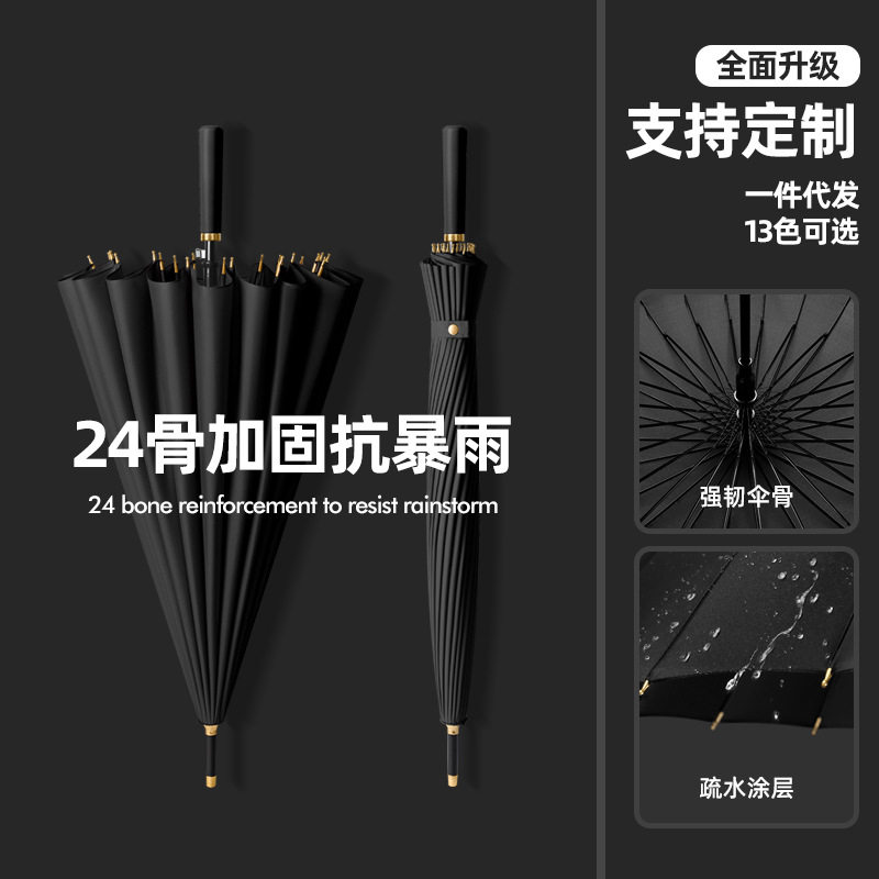 德国精工雨伞24骨自动长柄大号抗风加大固厚暴雨男士成人纤维商务