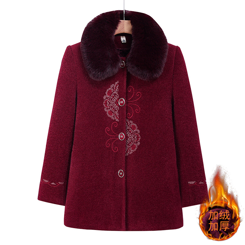 恒源祥中老年人冬装女奶奶仿水貂绒外套70岁妈妈加绒加厚洋气老太