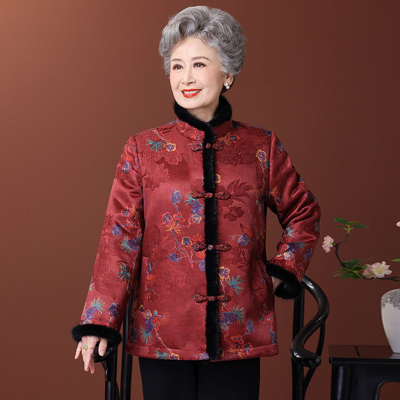 恒源祥妈妈水貂毛领加绒加厚外套女70岁80老年人秋冬装婚宴唐装奶,男装,唐装,淘宝优惠券,粉丝福利购,淘宝优惠卷