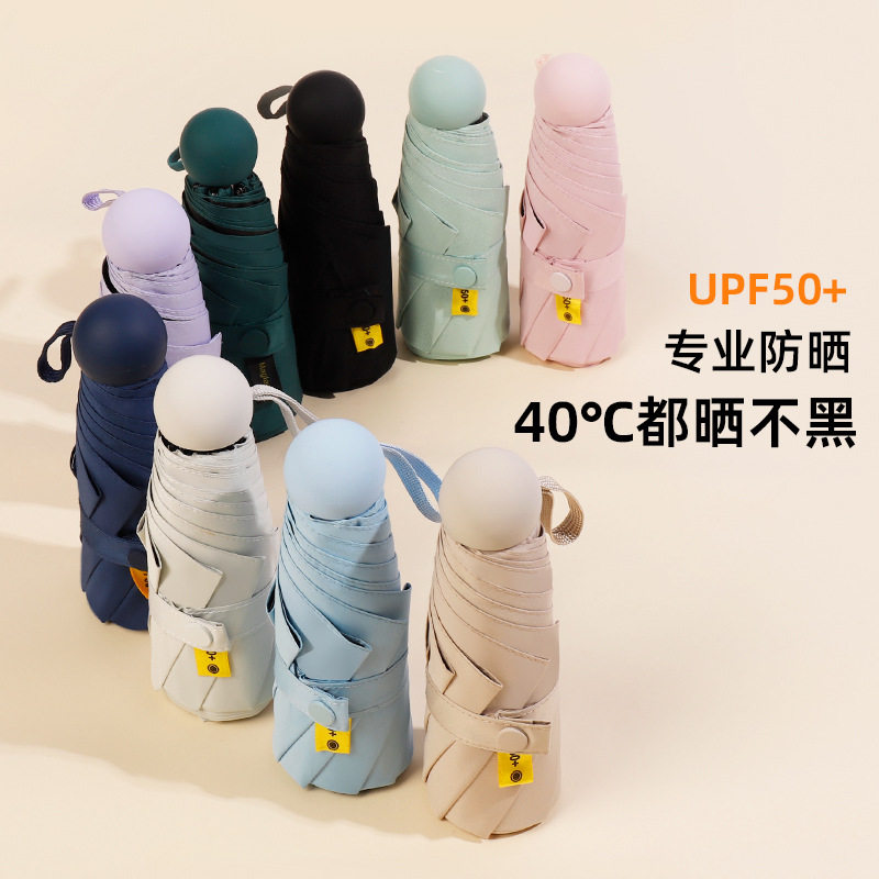 德国精工五折伞晴雨两用女太阳伞防晒防紫外线胶囊伞折叠迷你遮阳