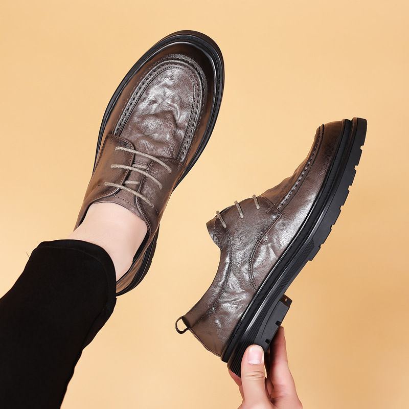 康奈新款头层羊皮男士休闲皮鞋真皮商务正装大头男款男鞋透气单鞋