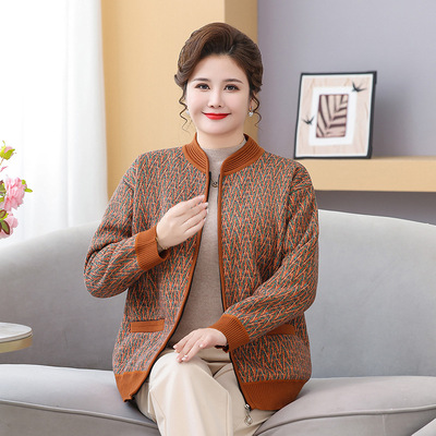 恒源祥胖妈妈大码宽松200斤加绒开衫中老年奶奶装加厚保暖毛衣秋