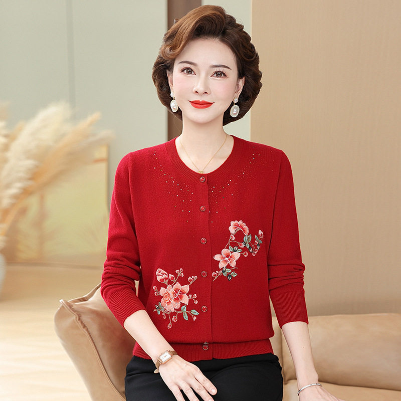 恒源祥秋冬新款100%纯羊毛衫大码外套女中老年羊绒针织开衫妈妈秋,男装,羊绒开衫,淘宝优惠券,粉丝福利购,淘宝优惠卷