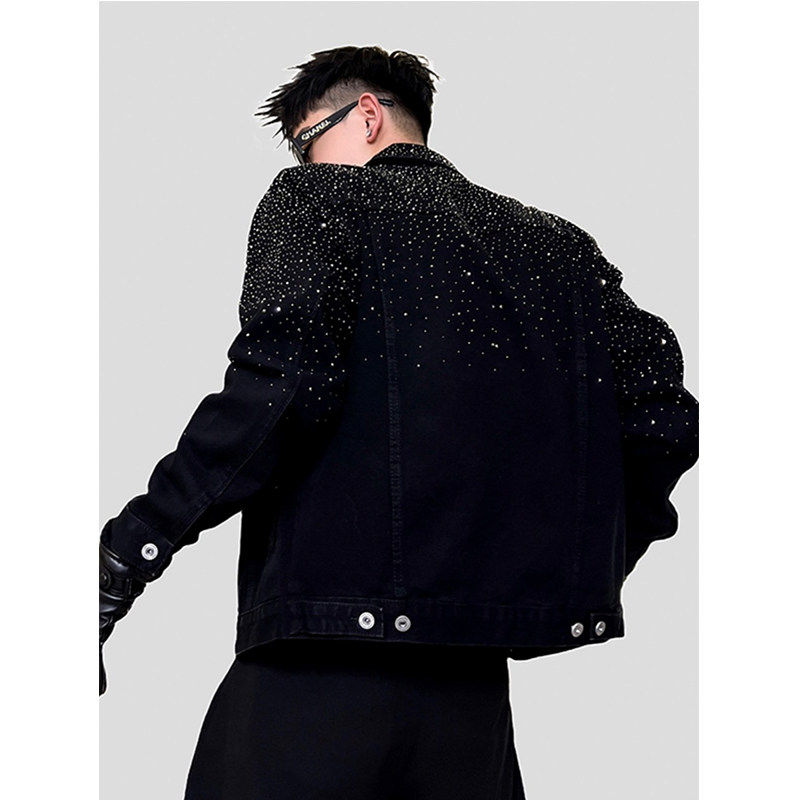 美式牛仔外套高级感痞帅重工闪闪烫钻轻奢发型师潮牌男装上衣夹克,男装,牛仔外套,淘宝优惠券,粉丝福利购,淘宝优惠卷