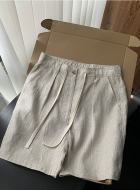 老钱风天丝亚麻短裤男款夏薄款宽松休闲棉麻裤子轻熟风西装五分裤