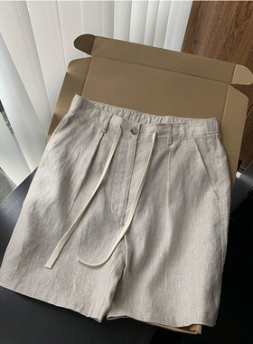 老钱风天丝亚麻短裤男款夏薄款宽松休闲棉麻裤子轻熟风西装五分裤