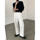 男高级感直筒宽松休闲百搭高腰休闲长裤 韩版 免烫垂坠感纯色白西裤