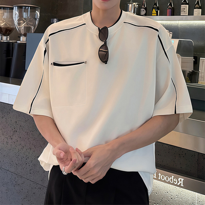 小众假两件设计感t恤男美式高街白色重磅短袖高级感cleanfit半袖