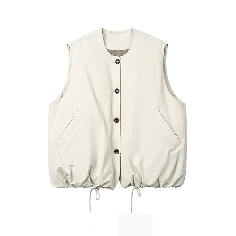 日系复古极简风纯色坎肩棉服马甲男初冬季保暖叠穿加棉背心外套