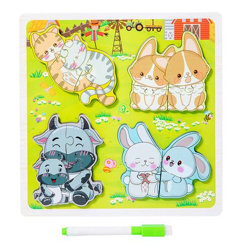 儿童积木制玩具卡通立体拼图益智早教趣味启蒙拼板1-3岁宝宝W944