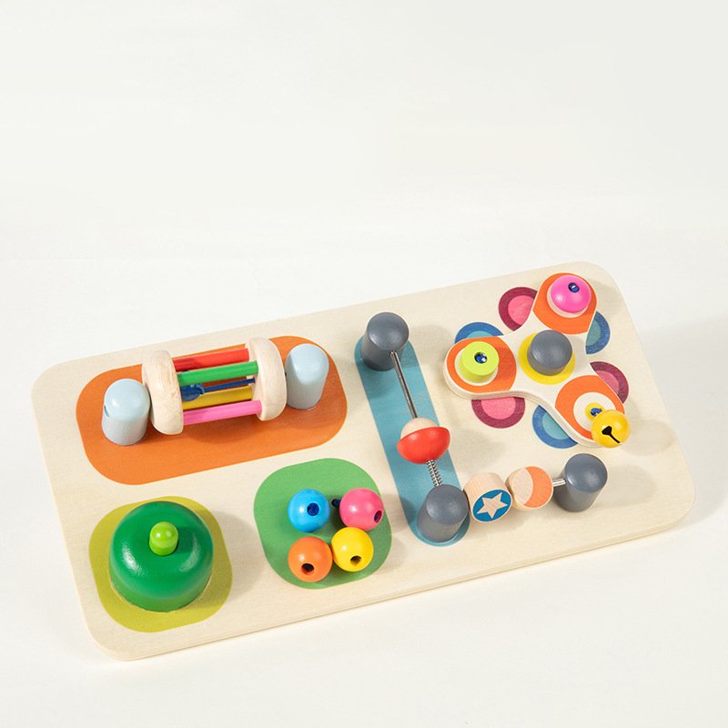 摇铃忙碌板蒙氏木质玩具婴幼儿游戏套装手眼协调训练早教益智S-13