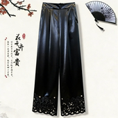516新中式 FTASY 高腰松紧刺绣蕾丝直筒裤 西施姐姐推荐
