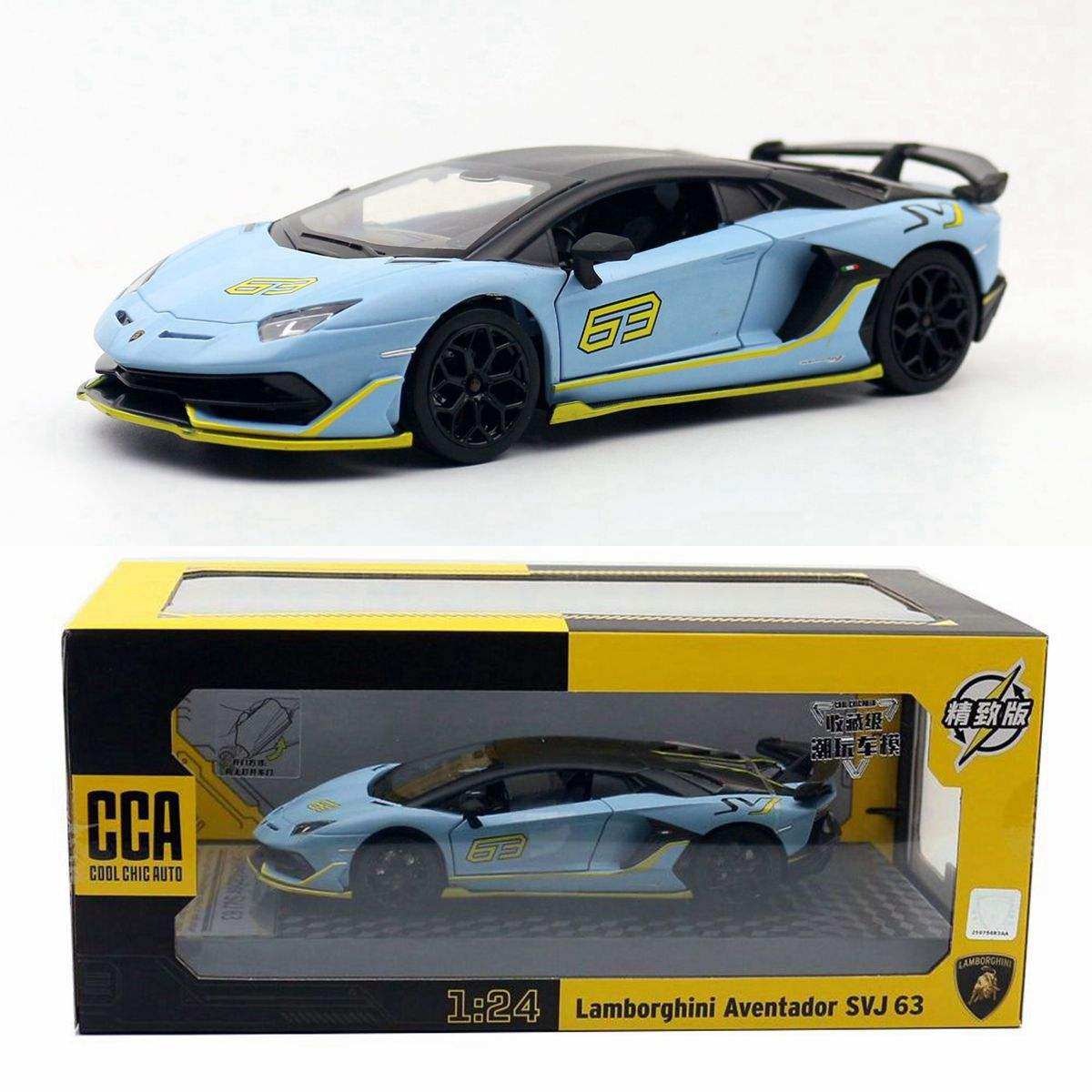 新款 合金汽车模型1:24蓝博基尼SVJ63小牛跑车玩具发光三开门转向,模玩/动漫/周边/娃圈三坑/桌游,火车/摩托/汽车模型,淘宝优惠券,粉丝福利购,淘宝优惠卷