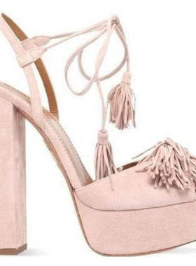 跨境欧美时装凉鞋高水台流苏扣粗跟外贸女鞋 sandals block heels
