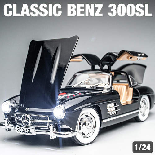 新款 车致1:24奔弛300SL合金车模型仿真复古老爷车摆件儿童玩具车