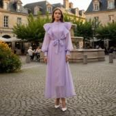 新款 收腰长裙款 2026法式 小众轻奢波点连衣裙女领复古裙子长袖