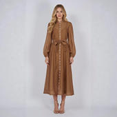 外贸现货奢华27色钉钻系带超修身 大摆型丝麻长款 连衣裙配吊带