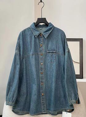 【潇潇】显瘦水洗牛仔衬衫上衣SN-0811  长72.5