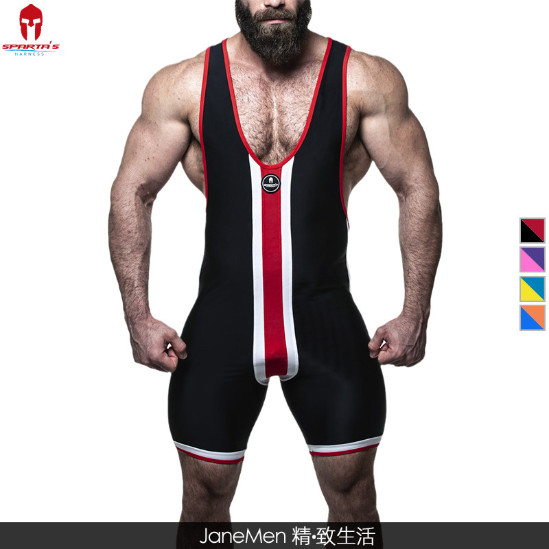 spartas harness男士性感情趣恋物紧身健美健身弹力摔跤连体服