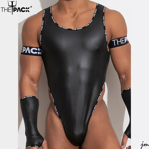 ThePack仿皮质感V字单丁连体服
