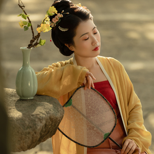 汉服 对襟短褙子芙蓉桂花缠枝花罗飞机袖 半城汉服 铁拐幕宋制窄袖