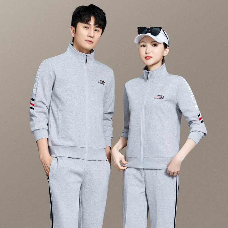 新品情侣运动套装秋季2025新款开衫卫衣三件套男女大码休闲跑步运