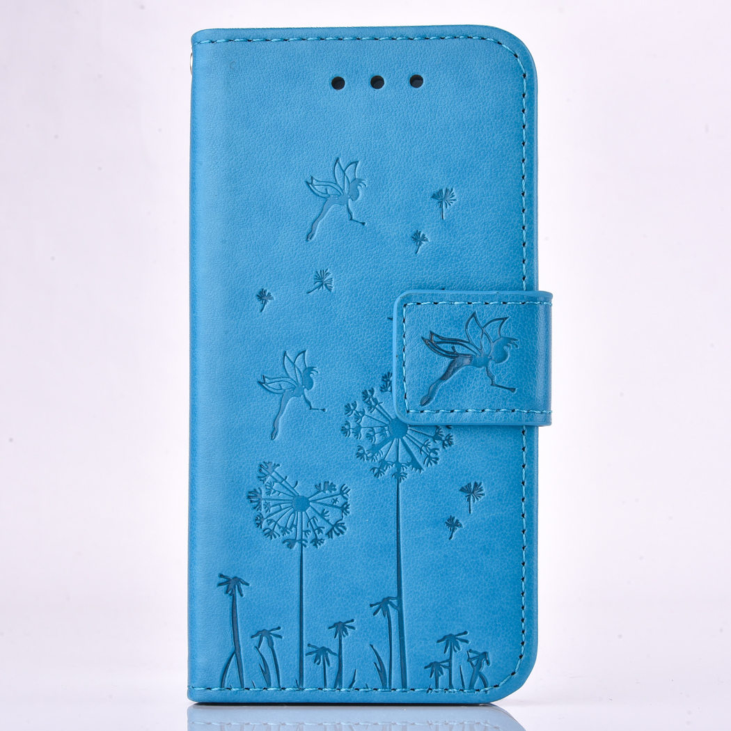 苹果iPhone 5s手机套SE蒲公英压花复古钱包支架手机保护皮套壳