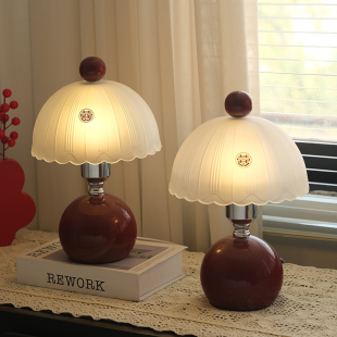 结婚台灯婚房卧室床头灯一对喜灯酒红色陪嫁长明灯送新人新婚礼物