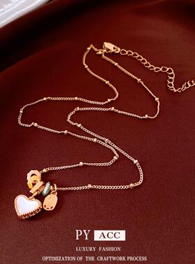18k真金电镀爱心吊坠项链复古百搭轻奢风毛衣链时尚气质项饰小众