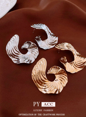 银针金属夸张几何耳环欧美小众冷淡风耳钉时尚高级感气质耳饰