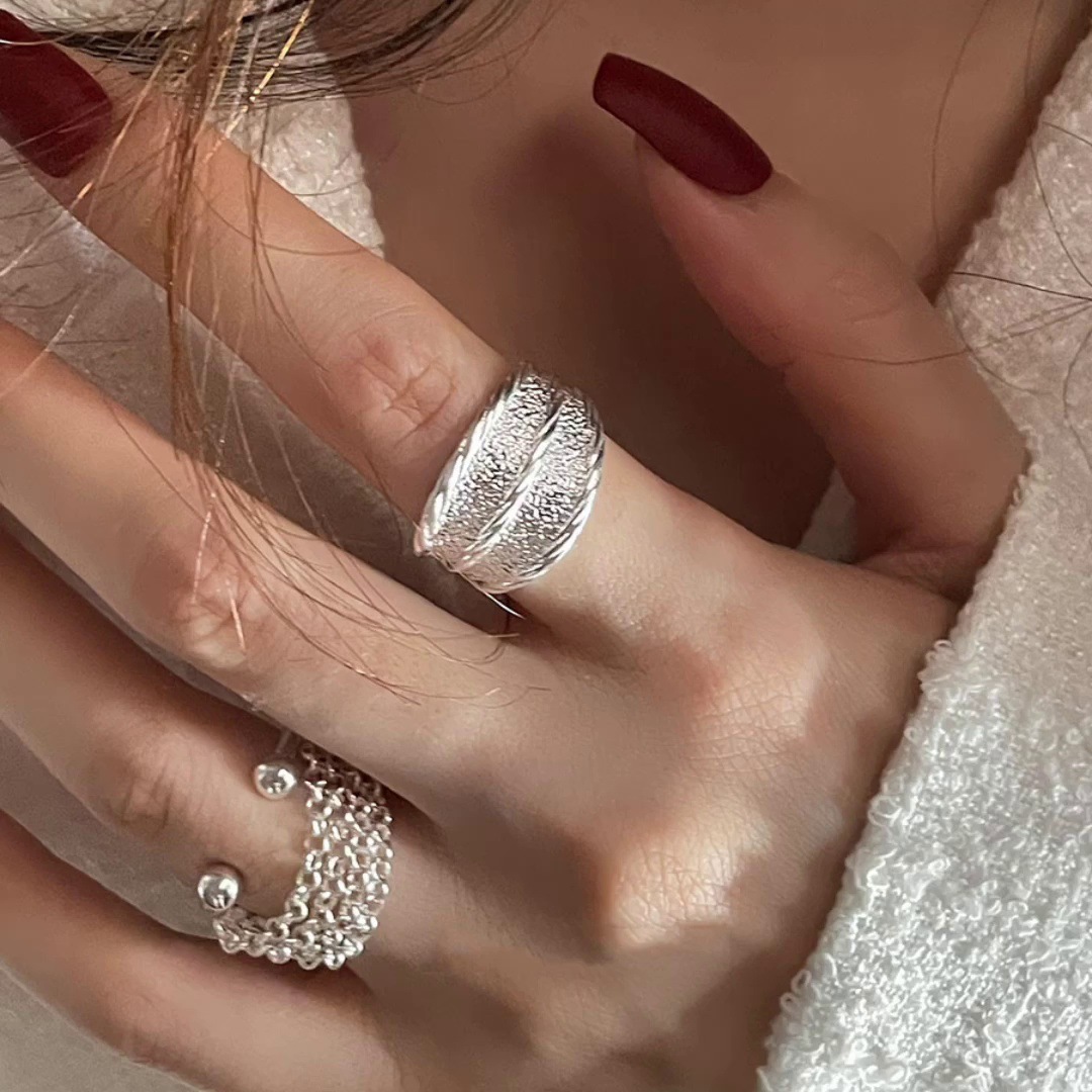 多巴胺戒指女小众设计S925纯银时尚多层链条时髦想见你同款指环潮