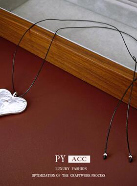 爱心可调节吊坠项链韩国时尚百搭毛衣链小众简约高级感饰品女