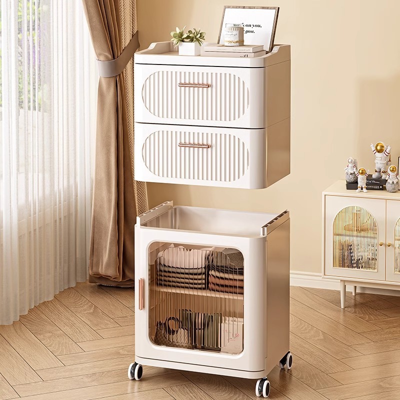 法式抽屉柜收纳柜家用窄夹缝隙客厅侧边角床头柜可移动置物储物柜